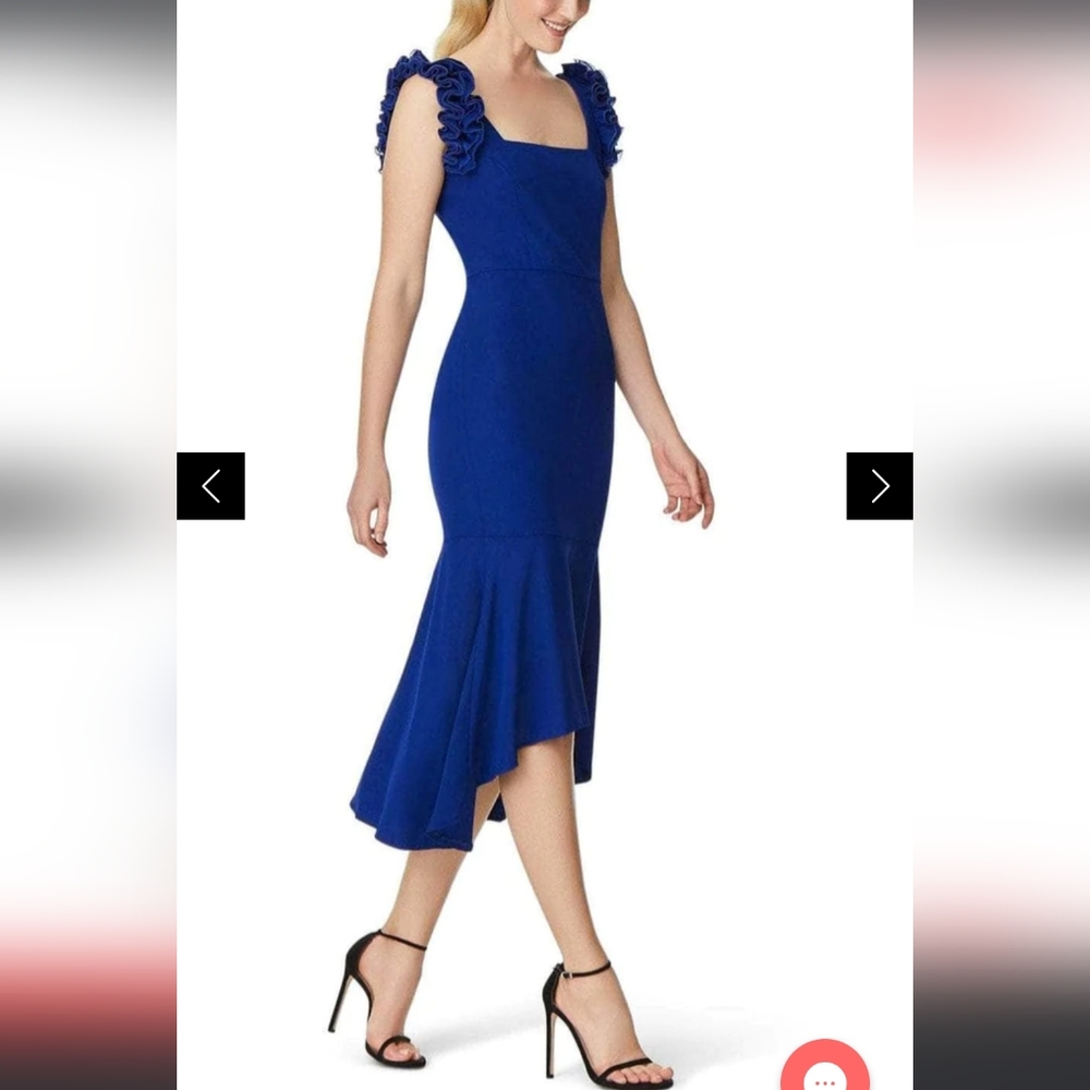 Aidan Mattox Flutter Sleeves Midi Cocktail Hi-Lo Dress